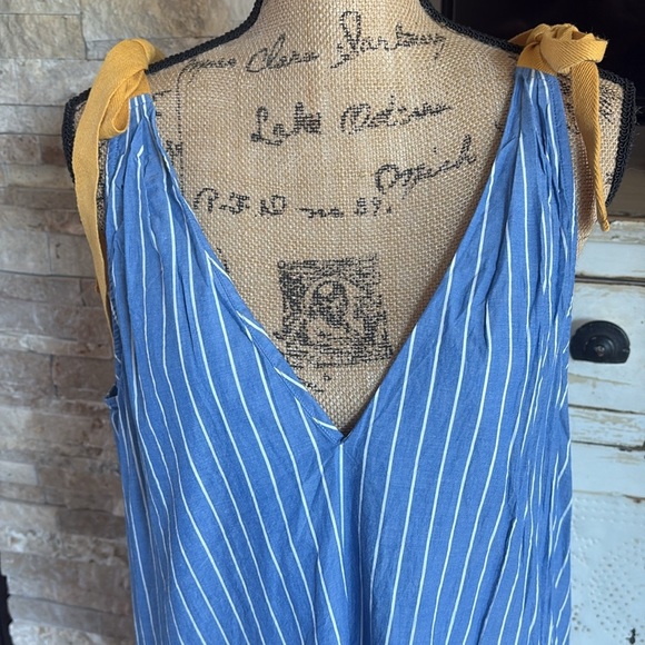 Matilda Jane Sandy Sea Shell swim suit cover-up blue w white stripe vneck pocket - Picture 4 of 15